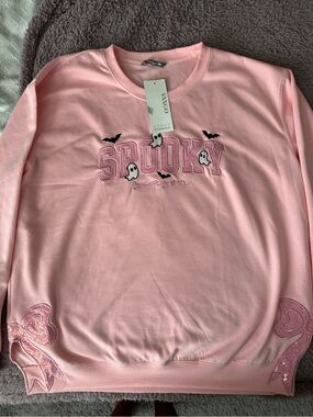 Pink 'Spooky Season' Crewneck Sweater